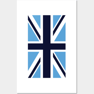 Manchester Sky & Navy Union Jack Flag Posters and Art